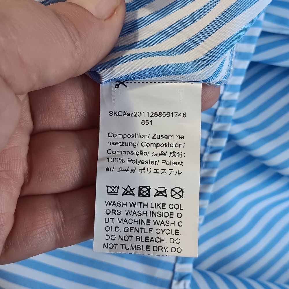 Blue White Striped Pinafore Jumper Dress Button Shoulder Summer Women Plus 4XL - Picture 9 of 16